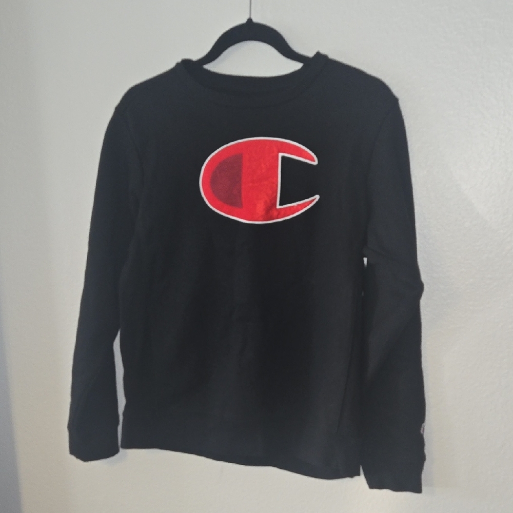 Champion Kids Black Hoodie with Red Emblem
